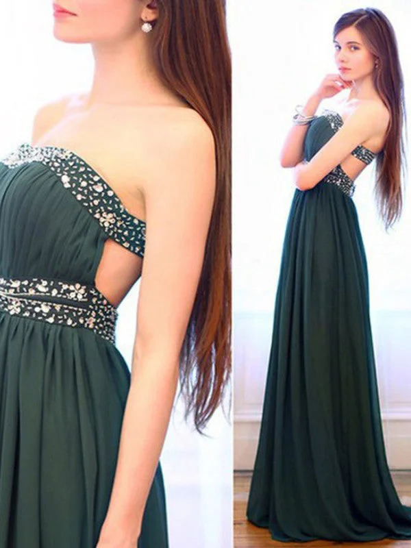 Special Promotion prom dresses A-line Strapless Floor-length Chiffon Prom Dress/Evening Dress #MK063