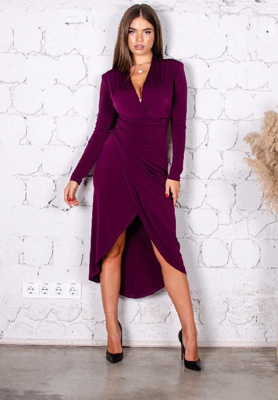 Price Smash sleek dressRoxy Plum Violet Wrap Style Midi Dress